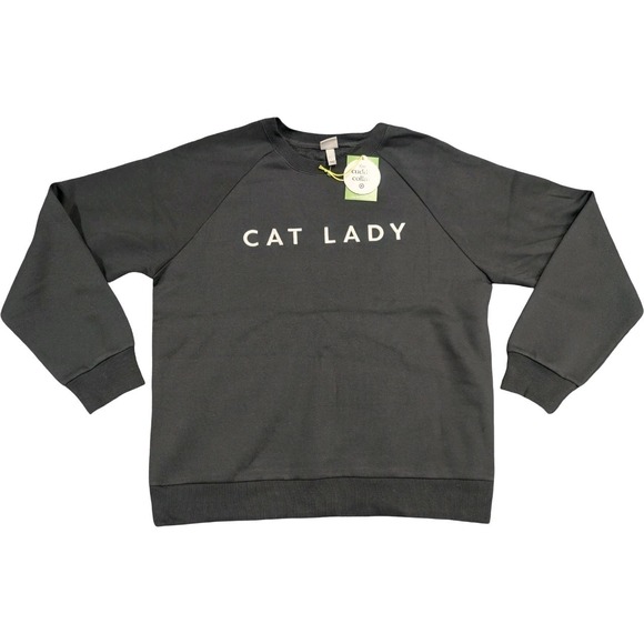 Project Unity Tops - ⭐C8 The Cuddle Collab Women's "Cat Lady" Crewneck Sweatshirt Black Size L